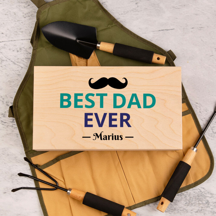 Best dad ever - Sodo įrankių rinkinys su prijuoste