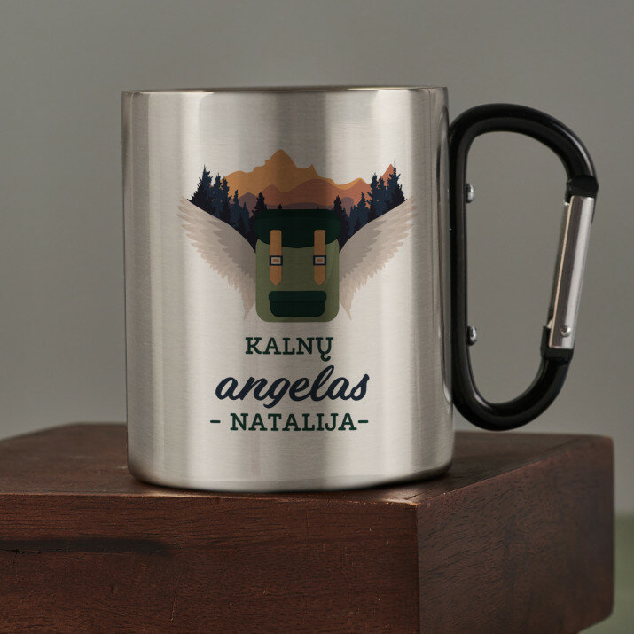 kalnų angelas - Metalinis puodelis su karabinu