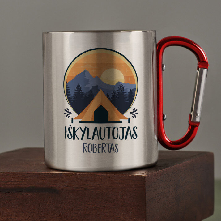 iškylautojas - Metalinis puodelis su karabinu iškylautojas - Metalinis puodelis su karabinu