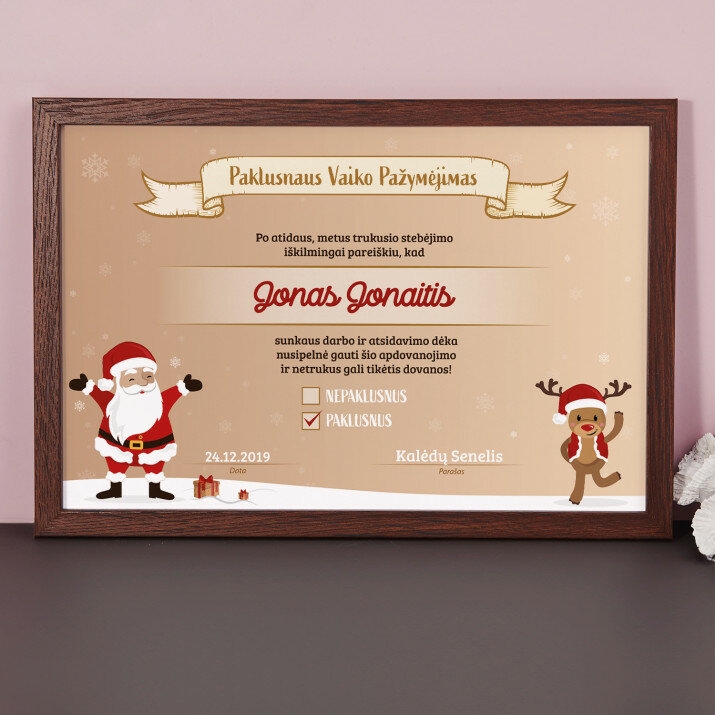 paklusnaus vaiko pažymėjimas - Sertifikas