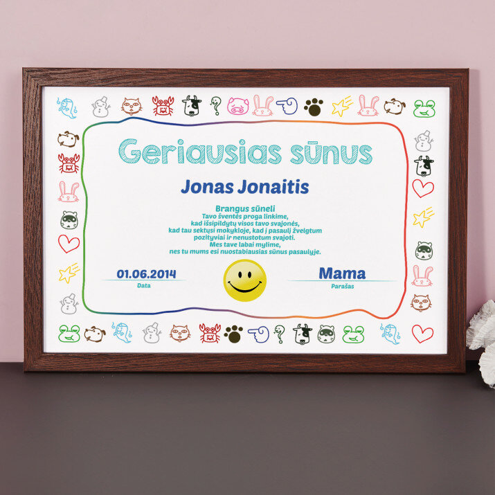 geriausias sūnus - Sertifikas