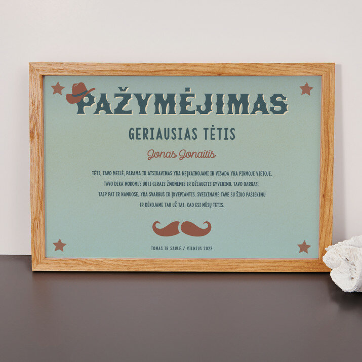 nuostabiausio tėčio pažymėjimas - Sertifikas