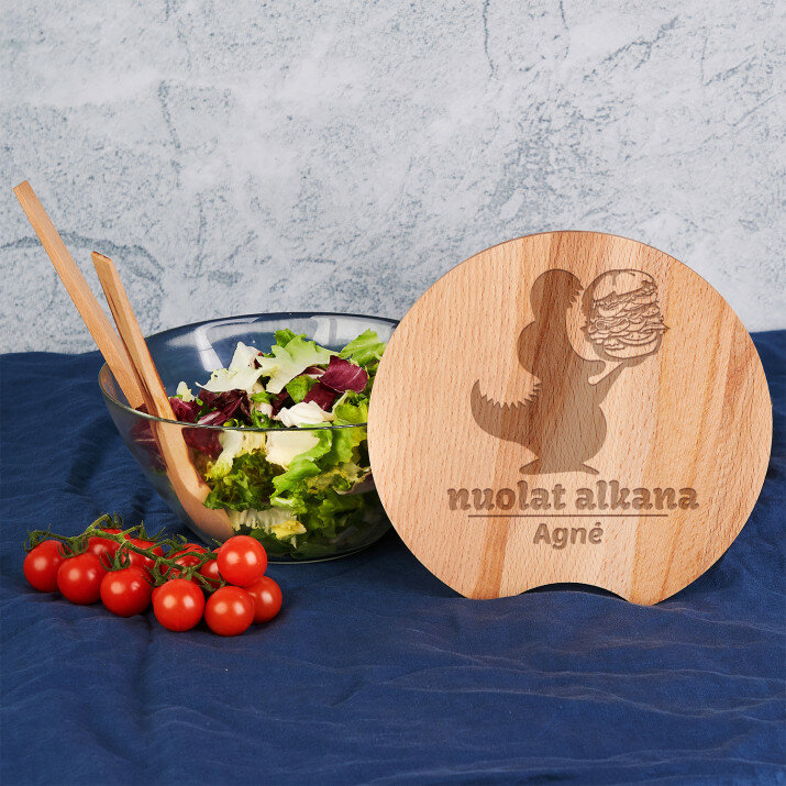 Nuolat alkana - Stiklinė salotinė su įrankiais