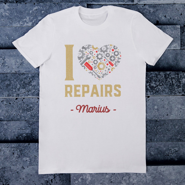 I love repairs - Vyriški marškinėliai su raštu
