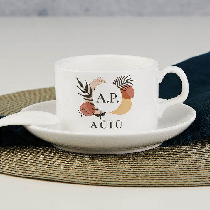 Inicialai ačiū - Puodelis su lekštute