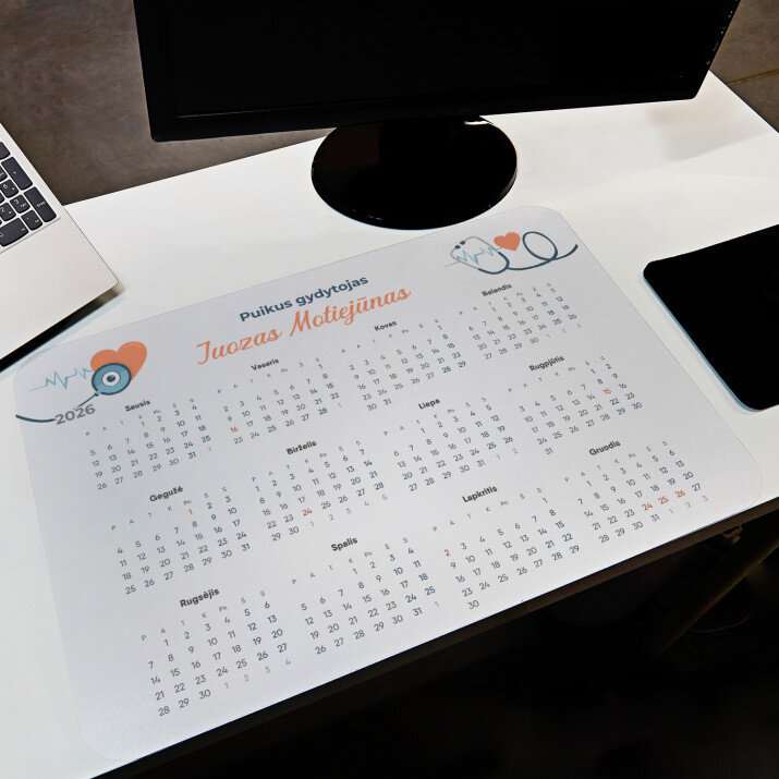 Kalendorius puikus gydytojas - kilimėlis ant rašomojo stalo