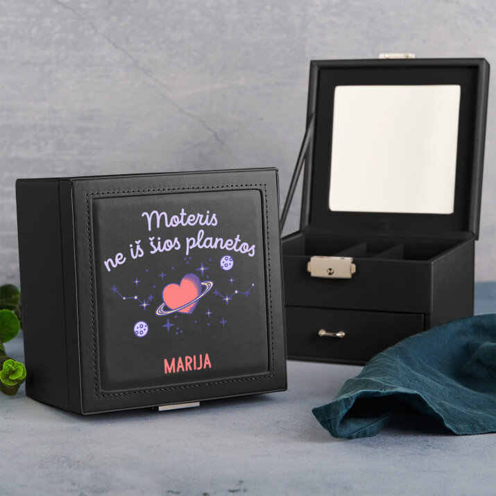 Moteris ne iš šios planetos - Juoda papuošalų dėžutė su veidrodžiu