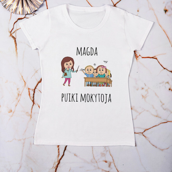 puiki mokytoja - Moteriški marškinėliai su spauda