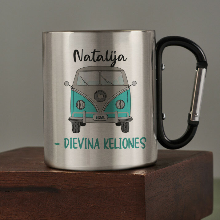 Dievina keliones - Metalinis puodelis su karabinu