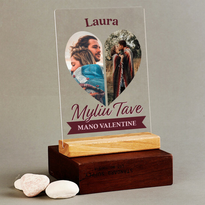 Myliu tave mano Valentine - Spauda ant akrilinio stiklo su stovu