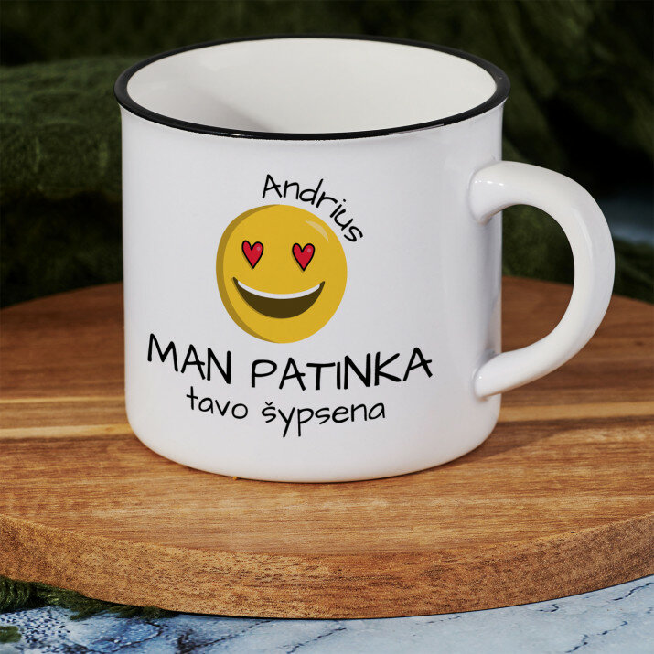 Man patinka tavo šypsena - Keramikinis puodelis su juodu apvadu