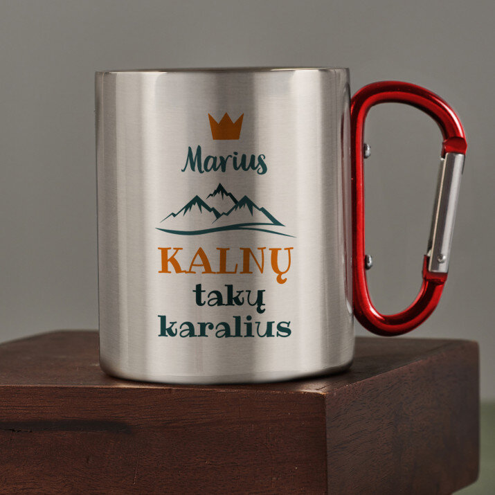 kalnų takų karalius - Metalinis puodelis su karabinu