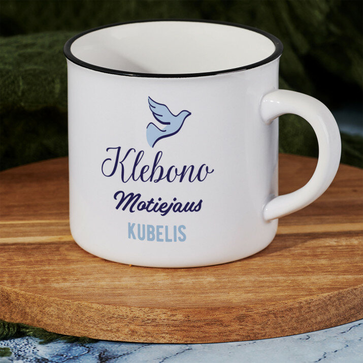 Klebono puodelis - Keramikinis puodelis su juodu apvadu