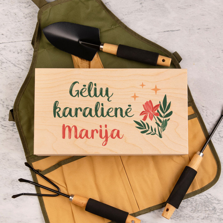 Gėlių karalienė - Sodo įrankių rinkinys su prijuoste
