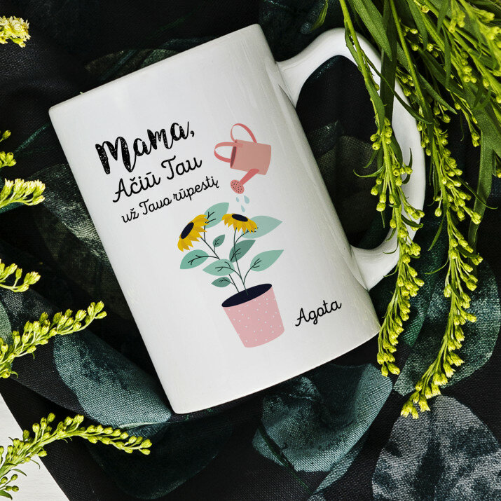 Mama, ačiū už rūpestį - Personalizuotas puodelis