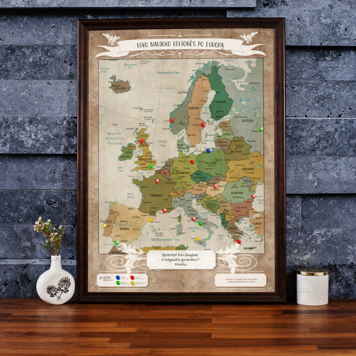 Kelionių žemėlapis: Europa - prisekite savo keliones
