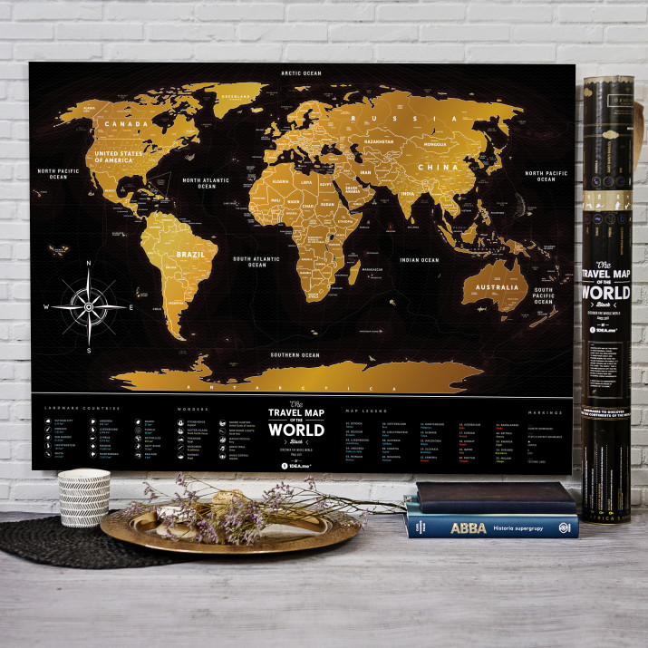 NUTRINAMAS PASAULIO ŽEMĖLAPIS Travel Map™ Black World