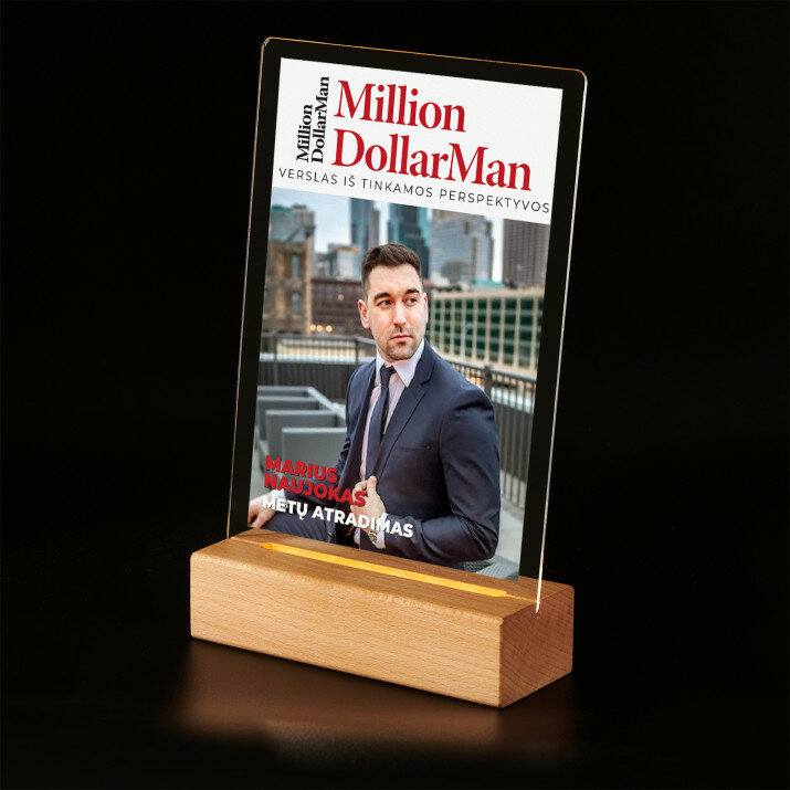 Million dollar man - Spauda ant akrilinio stiklo su LED stovu
