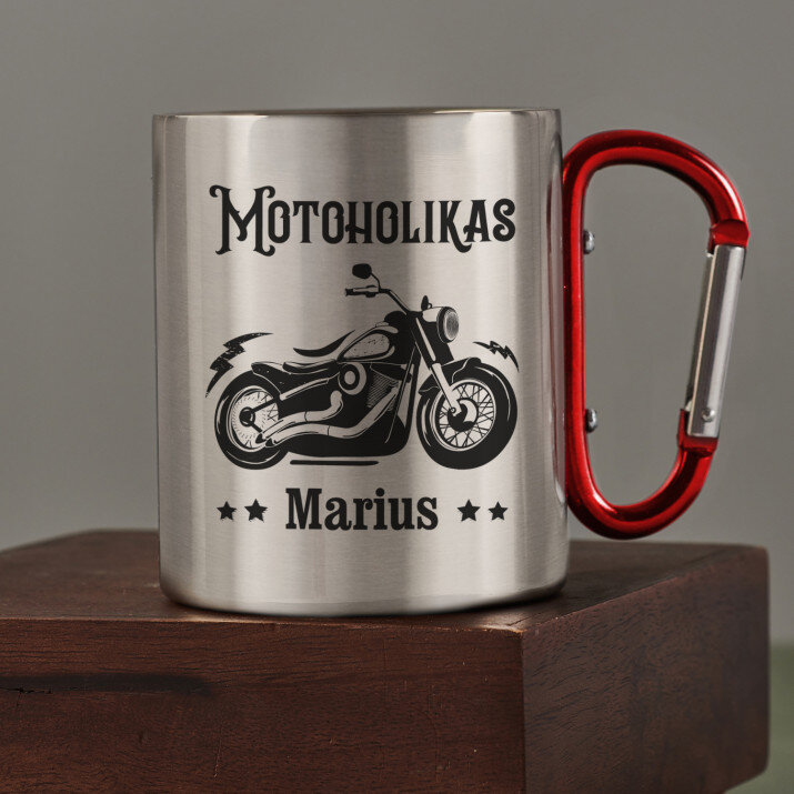 Motoholikas - Metalinis puodelis su karabinu