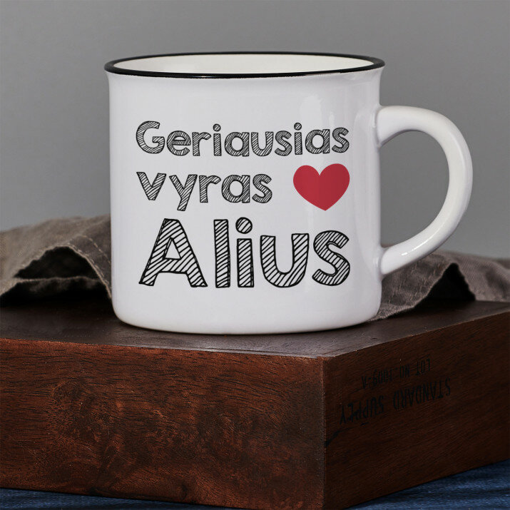 Geriausias vyras - Keramikinis puodelis su juodu apvadu
