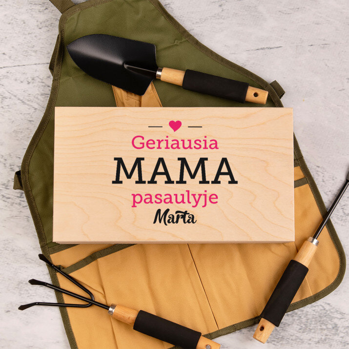 Geriausia mama pasaulyje - Sodo įrankių rinkinys su prijuoste