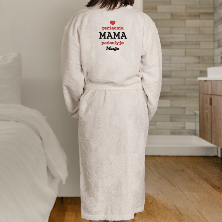 GERIAUSIA MAMA - MOTERIŠKAS BALTAS CHALATAS
