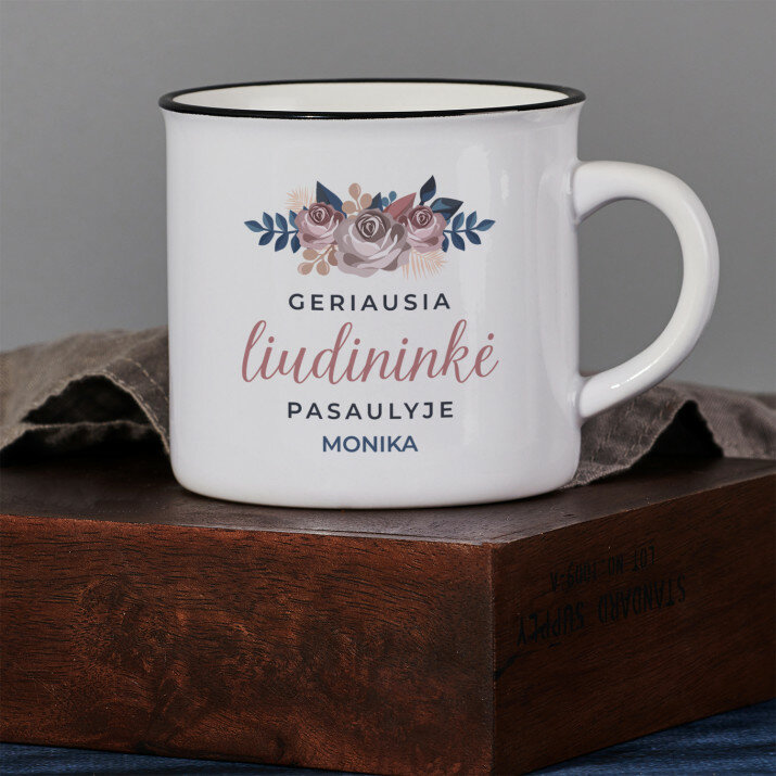 Geriausia liudininkė - Keramikinis puodelis su juodu apvadu
