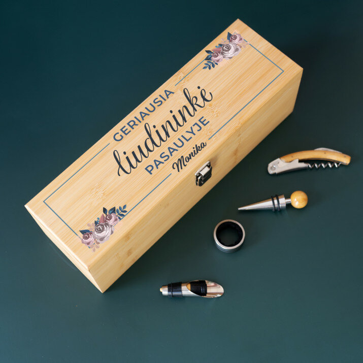 geriausia liudininkė - Vyno dėžutė su priedais