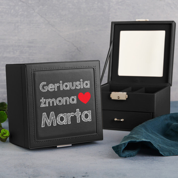 Geriausia žmona - Juoda papuošalų dėžutė su veidrodžiu