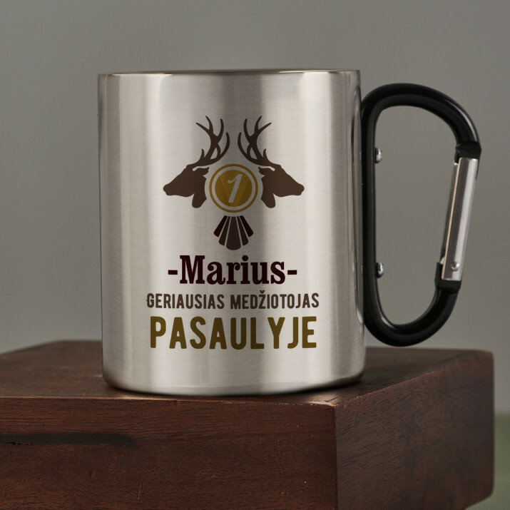 Geriausias medžiotojas pasaulyje - Metalinis puodelis su karabinu