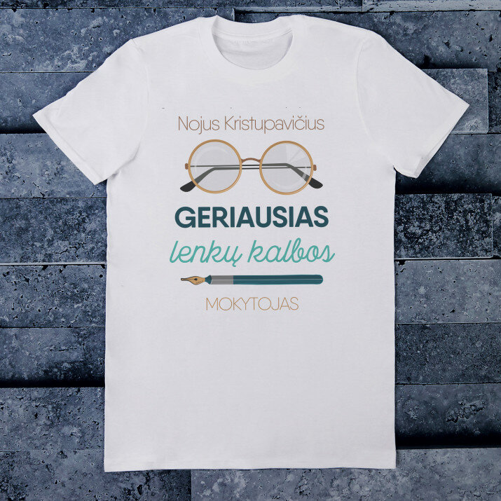 geriausias lenkų kalbos mokytojas - Vyriški marškinėliai su raštu