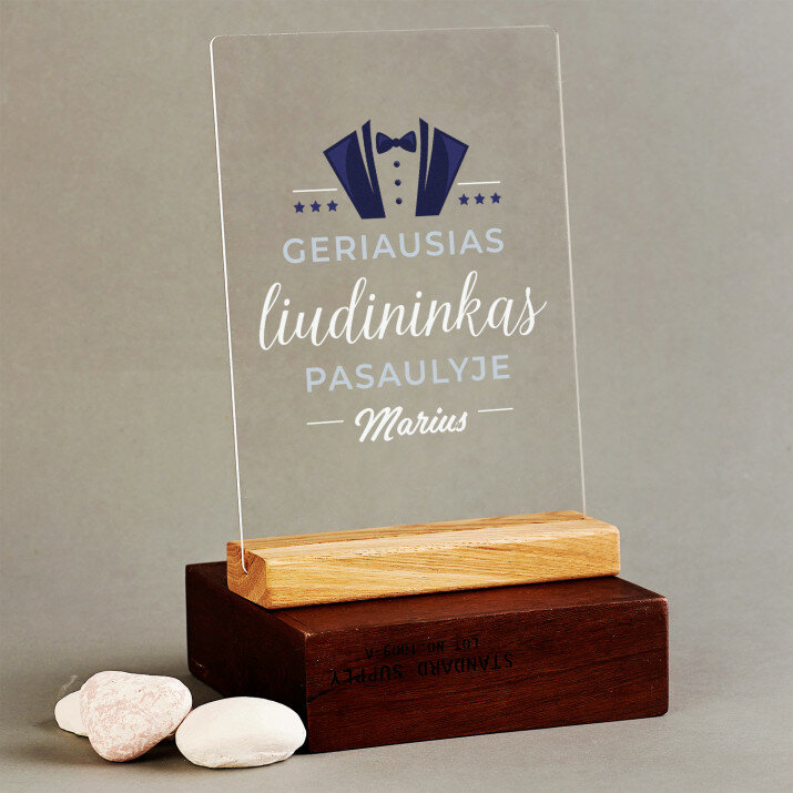 Geriausias liudininkas - Spauda ant akrilinio stiklo su stovu