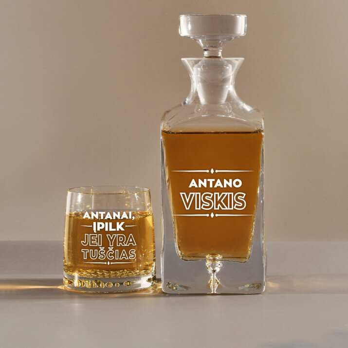 Įpilk - Graviruotų grafino ir viskio taurių rinkinys