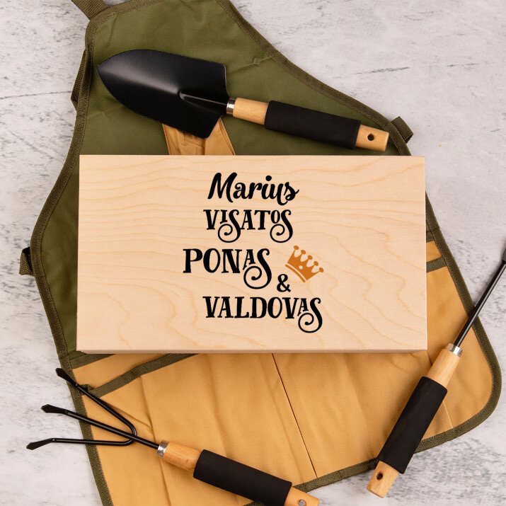Ponas ir valdovas - Sodo įrankių rinkinys su prijuoste