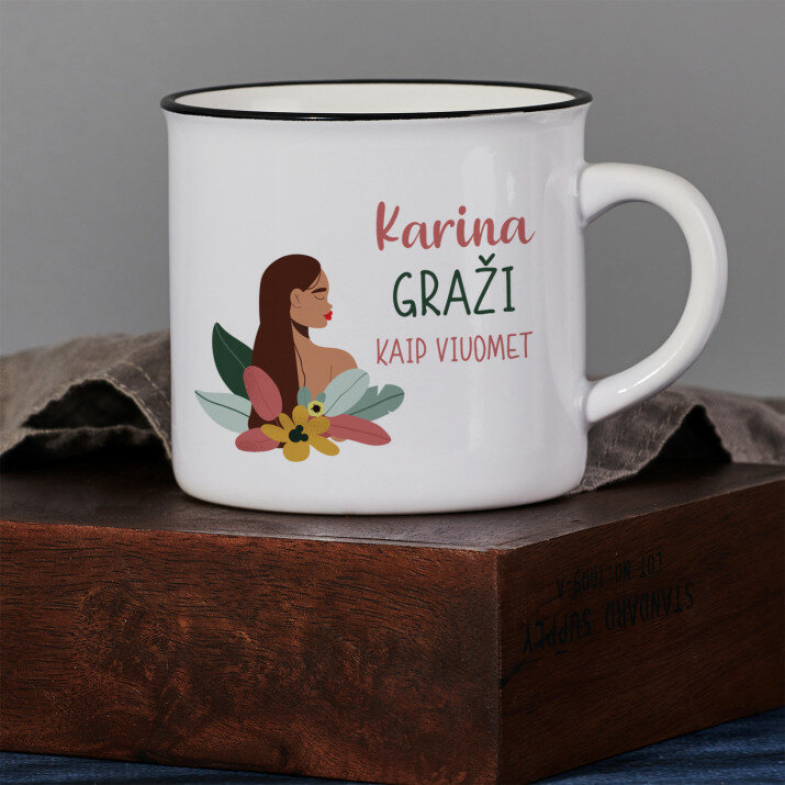 Graži kaip visuomet - Keramikinis puodelis su juodu apvadu