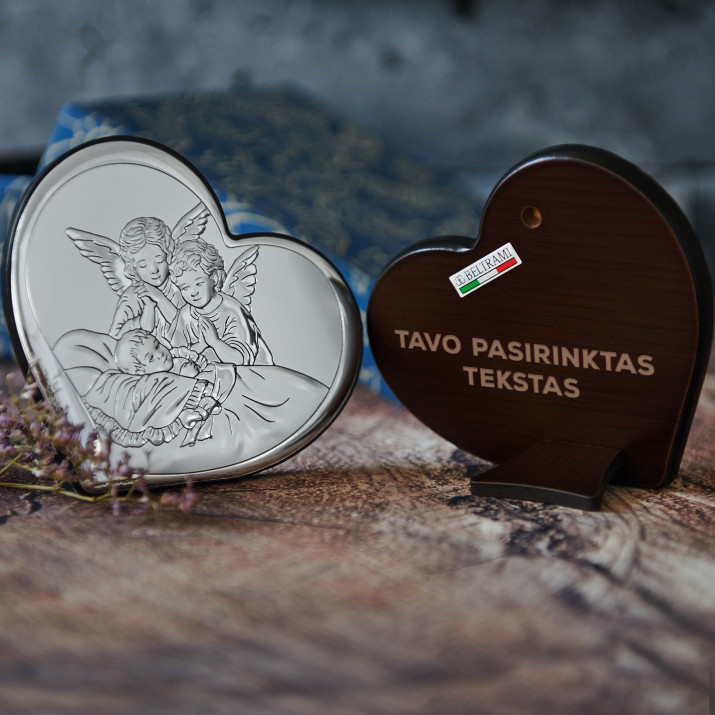 Nuosavas projektas - Angelai virš vaiko – širdis – Sidabrinis paveikslas