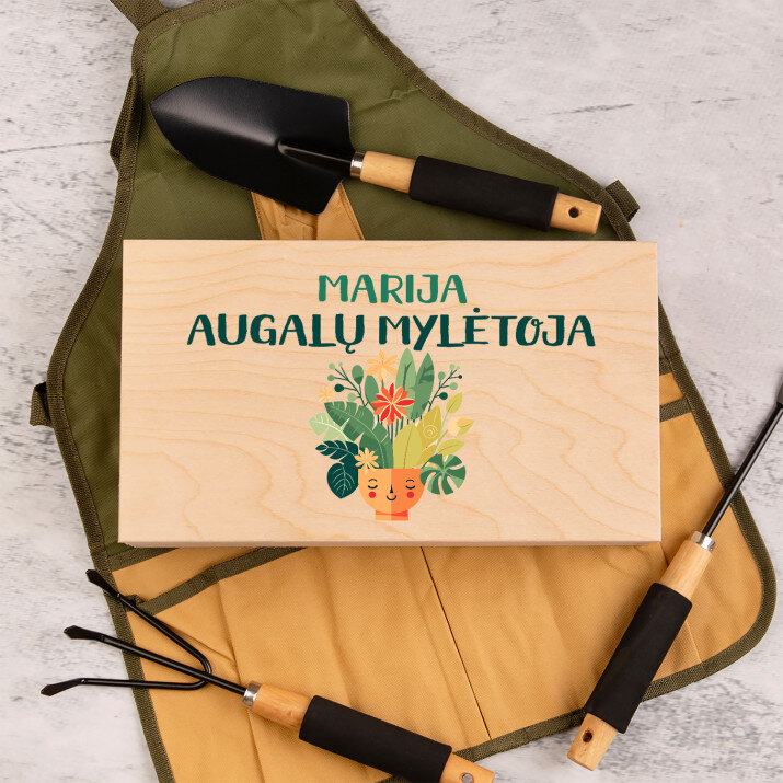 Augalų mylėtoja - Sodo įrankių rinkinys su prijuoste