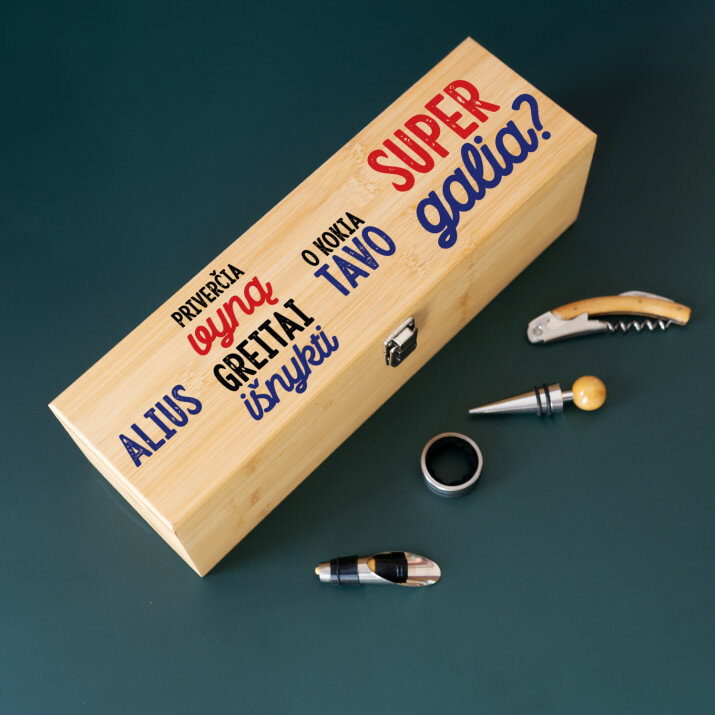 Super galia - Vyno dėžutė su priedais