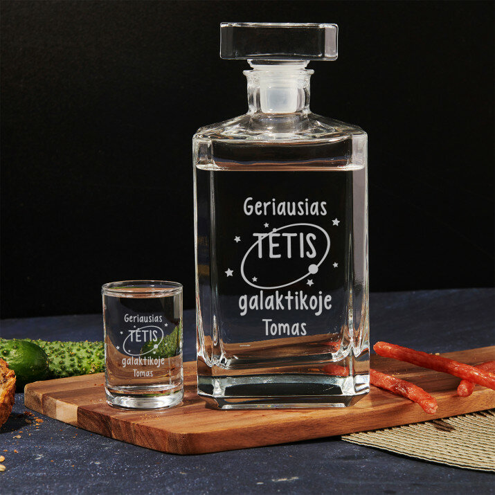 Tėtis galaktikoje - Grafino ir degtinės stikliukų rinkinys