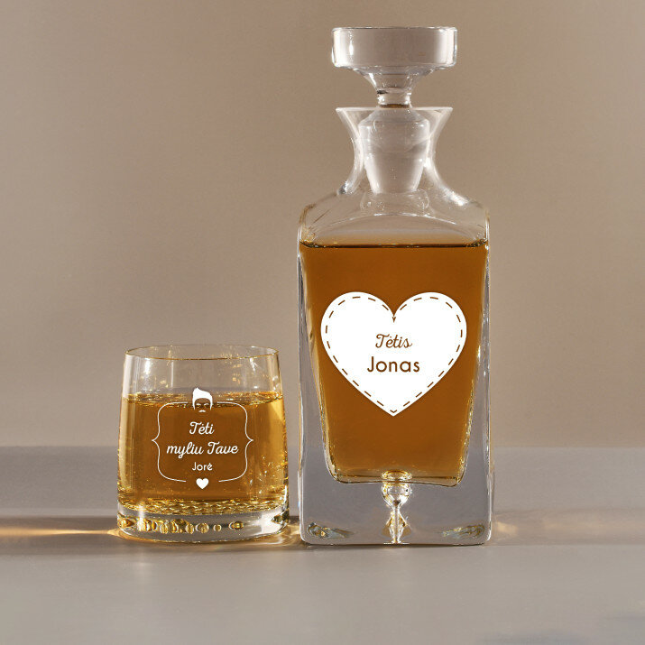 Tėtis - Graviruotų grafino ir viskio taurių rinkinys Tėtis - Graviruotų grafino ir viskio taurių rinkinys