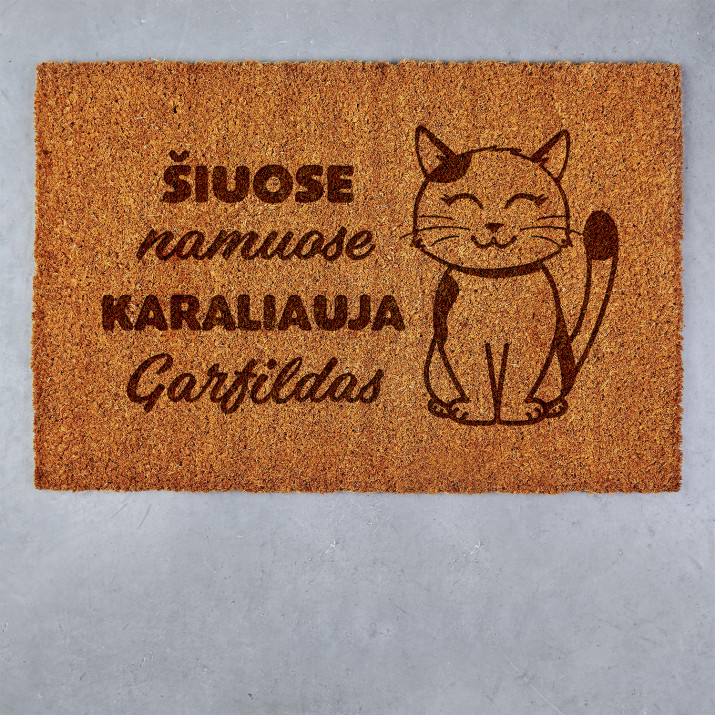 Šiuose namuose karaliauja katinas - Kokosinis durų kilimėlis