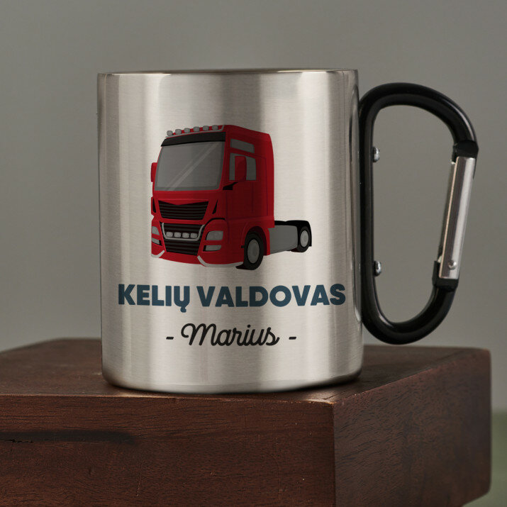 kelių valdovas - Metalinis puodelis su karabinu