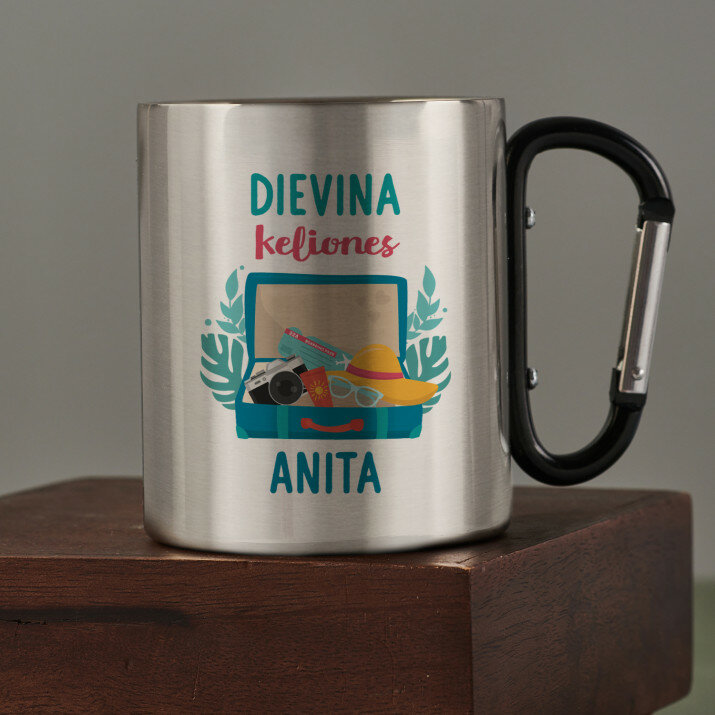 dievina keliones - Metalinis puodelis su karabinu
