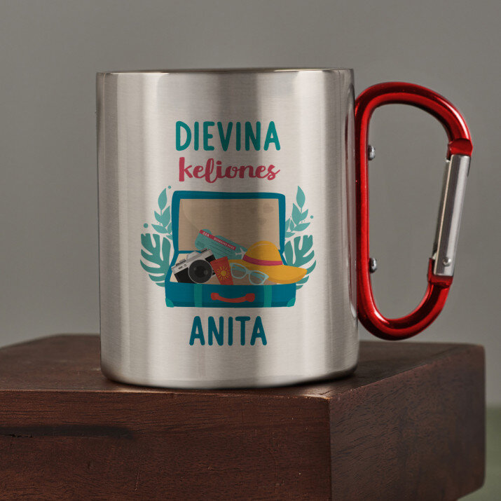 dievina keliones - Metalinis puodelis su karabinu dievina keliones - Metalinis puodelis su karabinu