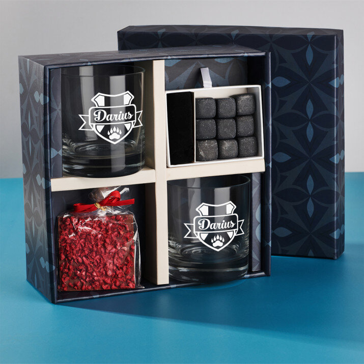 Dovanų rinkinys su viskio stiklinėmis medžiotojui