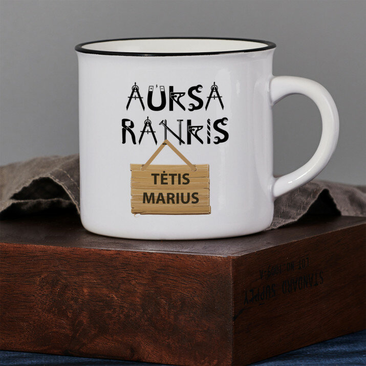 Auksarankis - Keramikinis puodelis su juodu apvadu