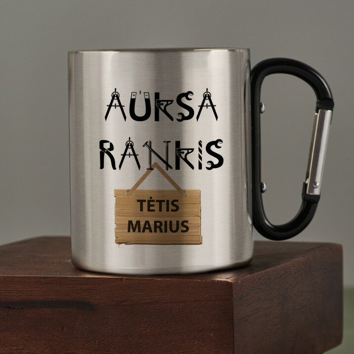auksarankis - Metalinis puodelis su karabinu