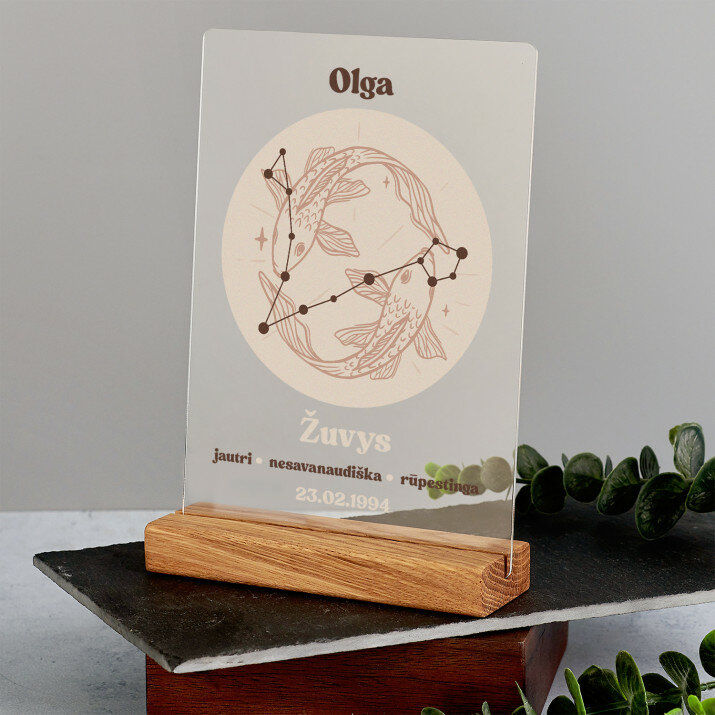 Zodiako ženklas - Žuvys - Spauda ant akrilinio stiklo su stovu
