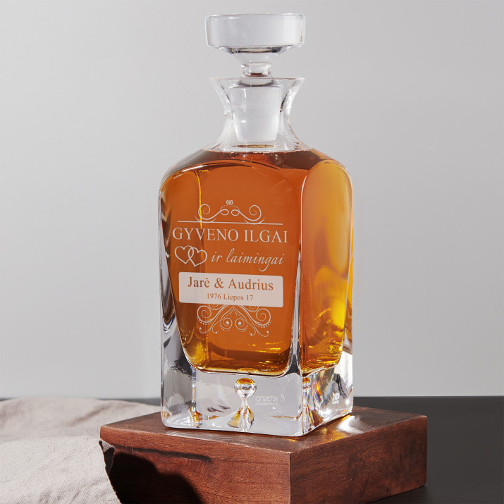 Gyveno ilgai - Graviruotas viskio grafinas Gyveno ilgai - Graviruotas viskio grafinas