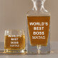 World`s best boss - Graviruotų grafino ir viskio taurių rinkinys